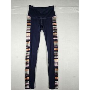 Prana Womens Navy Blue Geometric Pattern Side Pocket Leggings XS 1964191